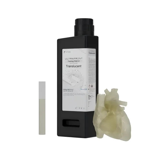 HeyGears PAE10 translucent elastic tool resin 1000 g bottle with flexible anatomical model