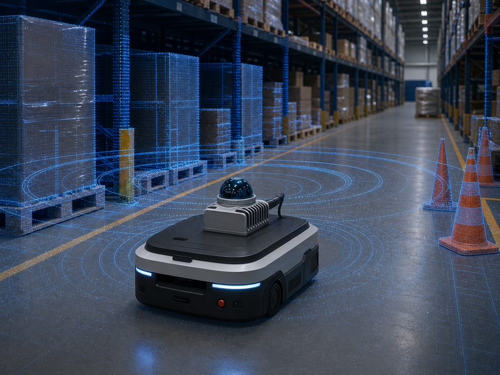 Warehouse mobile robot using 360 degree LiDAR point cloud scanning
