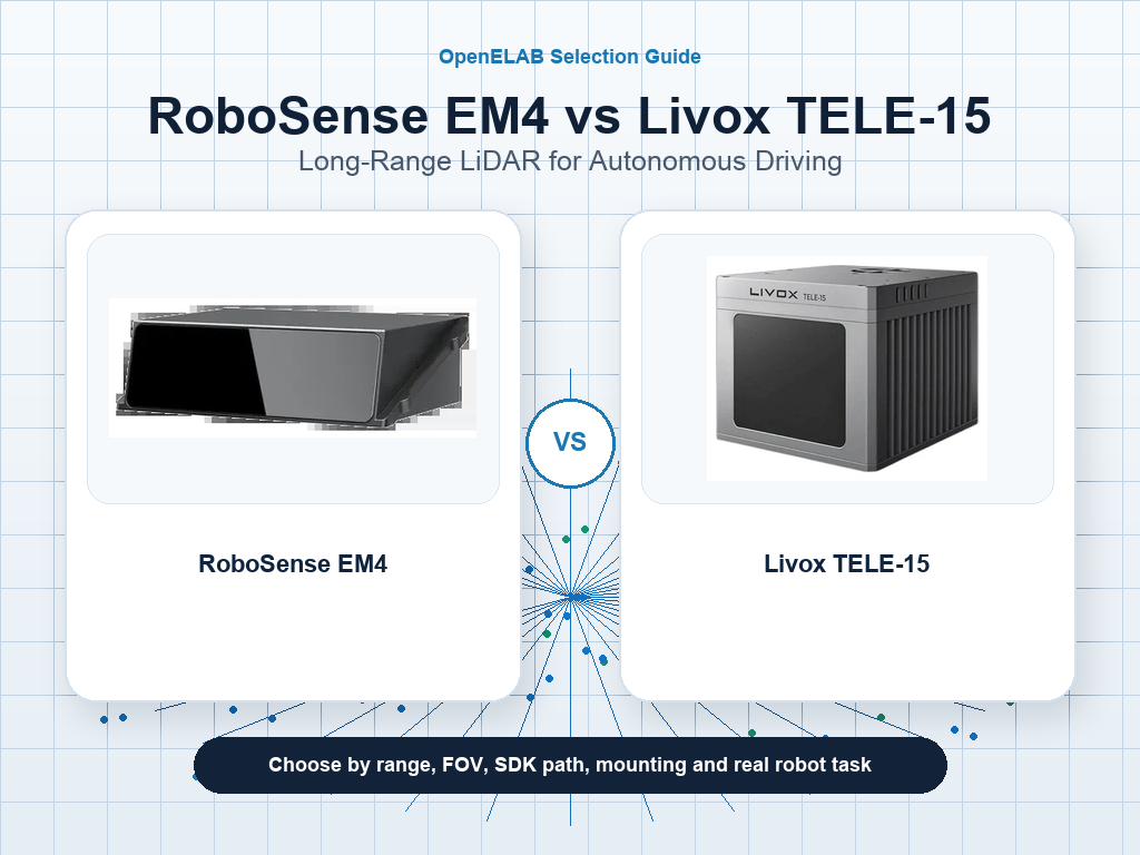 RoboSense EM4 vs Livox TELE-15 long-range LiDAR autonomous driving comparison cover