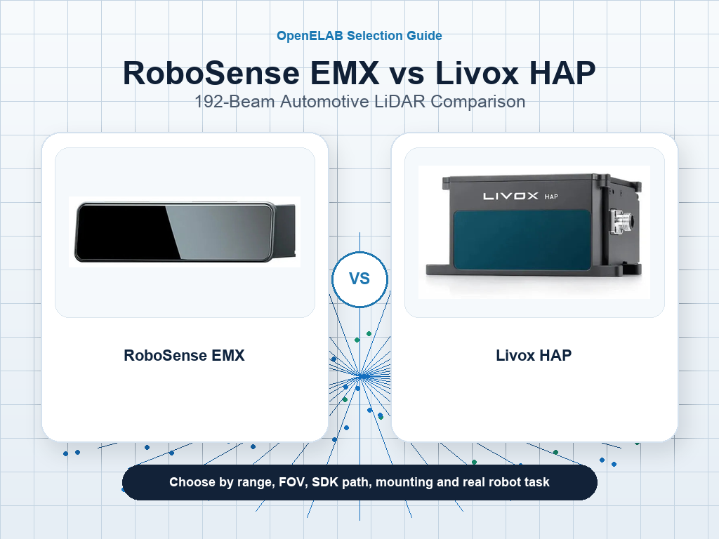 RoboSense EMX vs Livox HAP 192-beam automotive LiDAR comparison cover