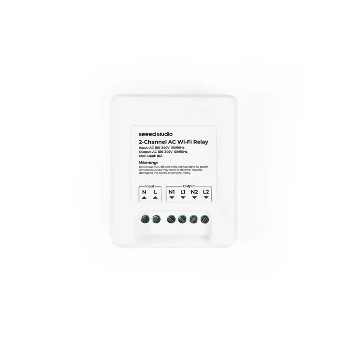 Seeed Studio XIAO 2-Channel Wi-Fi AC Relay white background front product image