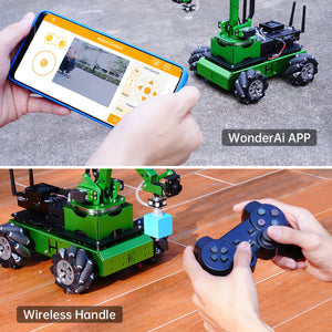 JetMax Pro Mecanum configuration controlled through WonderAI app and wireless controller