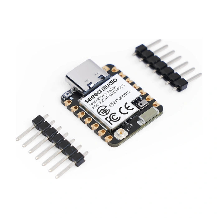 Seeed Studio XIAO MG24 Sense board with included headers