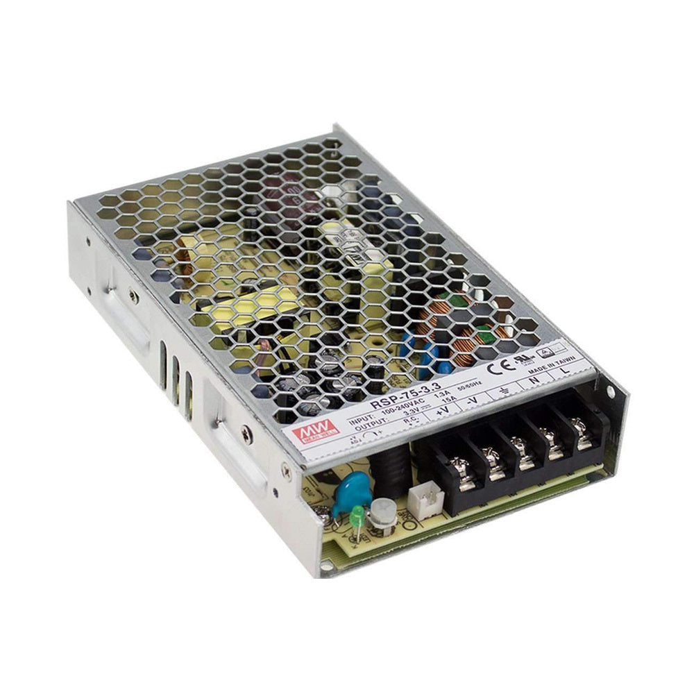MEAN WELL RSP-75-3.3 PFC switching power supply on a clean white background
